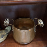 #618 Copper Pot with Blue Handles