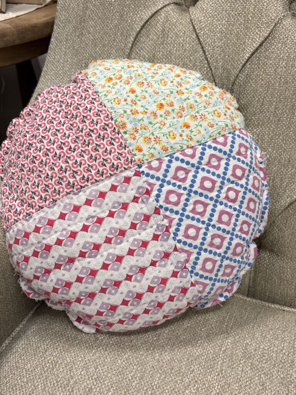 Handmade Quilted 14" x 14" Circle Pillow