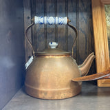 #634 Copper Tea Kettle with Blue & White Ceramic Handle