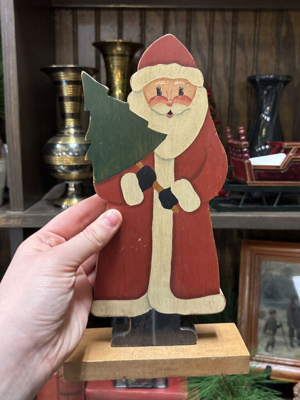 #638 Wooden Hand Carved and Painted Santa