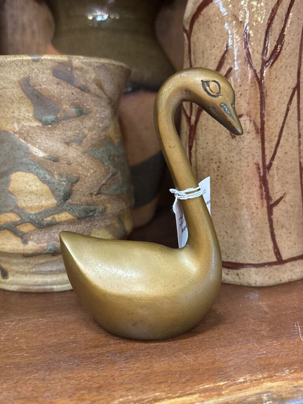 #645 4.5" Tall Brass Swan