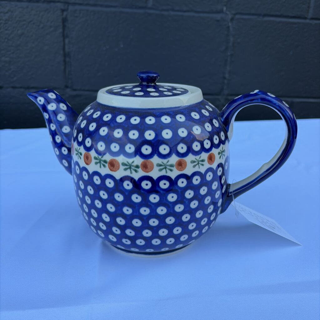 large Polish pottery tea pot