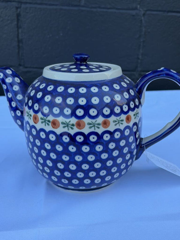 large Polish pottery tea pot