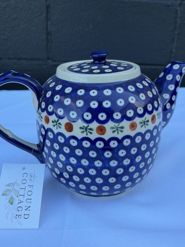 large Polish pottery tea pot