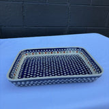 Polish pottery blue green brown dish