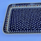 Polish pottery blue green brown dish