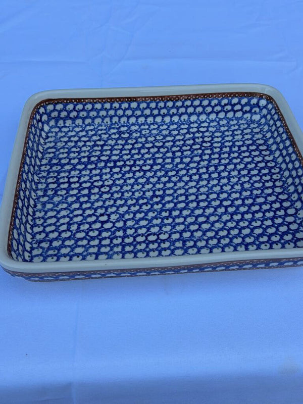 Polish pottery with blue and brown dish