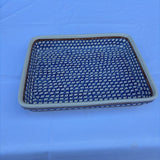 Polish pottery with blue and brown dish