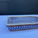 Polish pottery with blue and brown dish