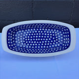 blue and white pattern Polish pottery dish