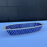 blue and white pattern Polish pottery dish