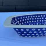 blue and white pattern Polish pottery dish