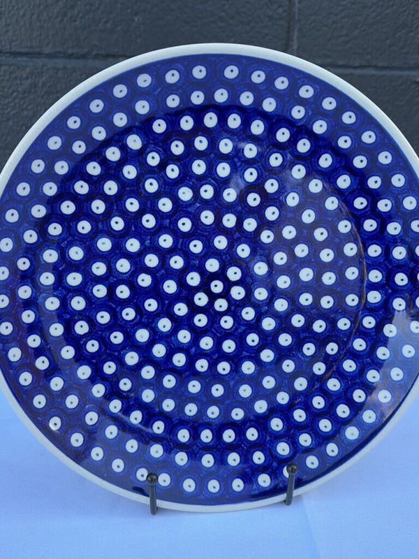 large blue and white pattern Polish pottery plate