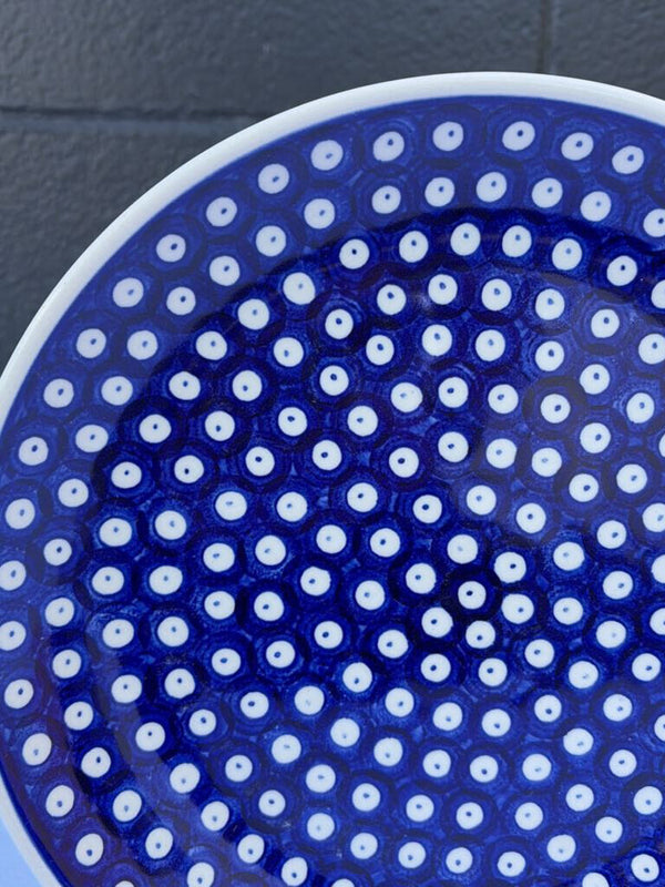large blue and white pattern Polish pottery plate