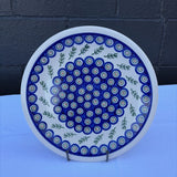 large blue green and brown pattern Polish pottery plate