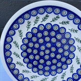 large blue green and brown pattern Polish pottery plate