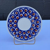 small brown and blue patterned Polish pottery plate