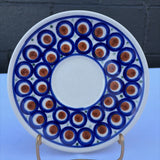 small brown and blue patterned Polish pottery plate