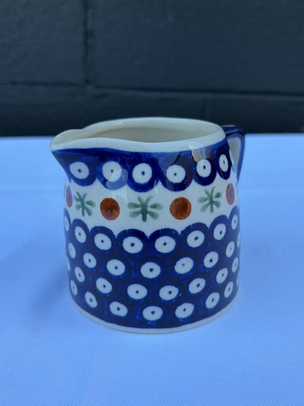 Polish pottery mini pitcher with sprig pattern