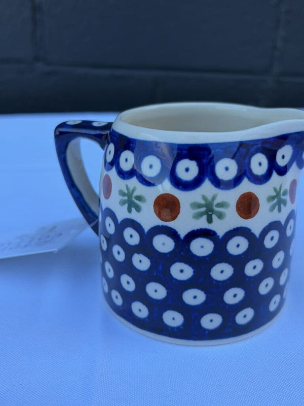 Polish pottery mini pitcher with sprig pattern