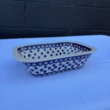 blue dot Polish pottery dish