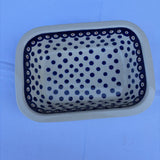blue dot Polish pottery dish