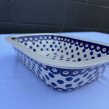 blue dot Polish pottery dish