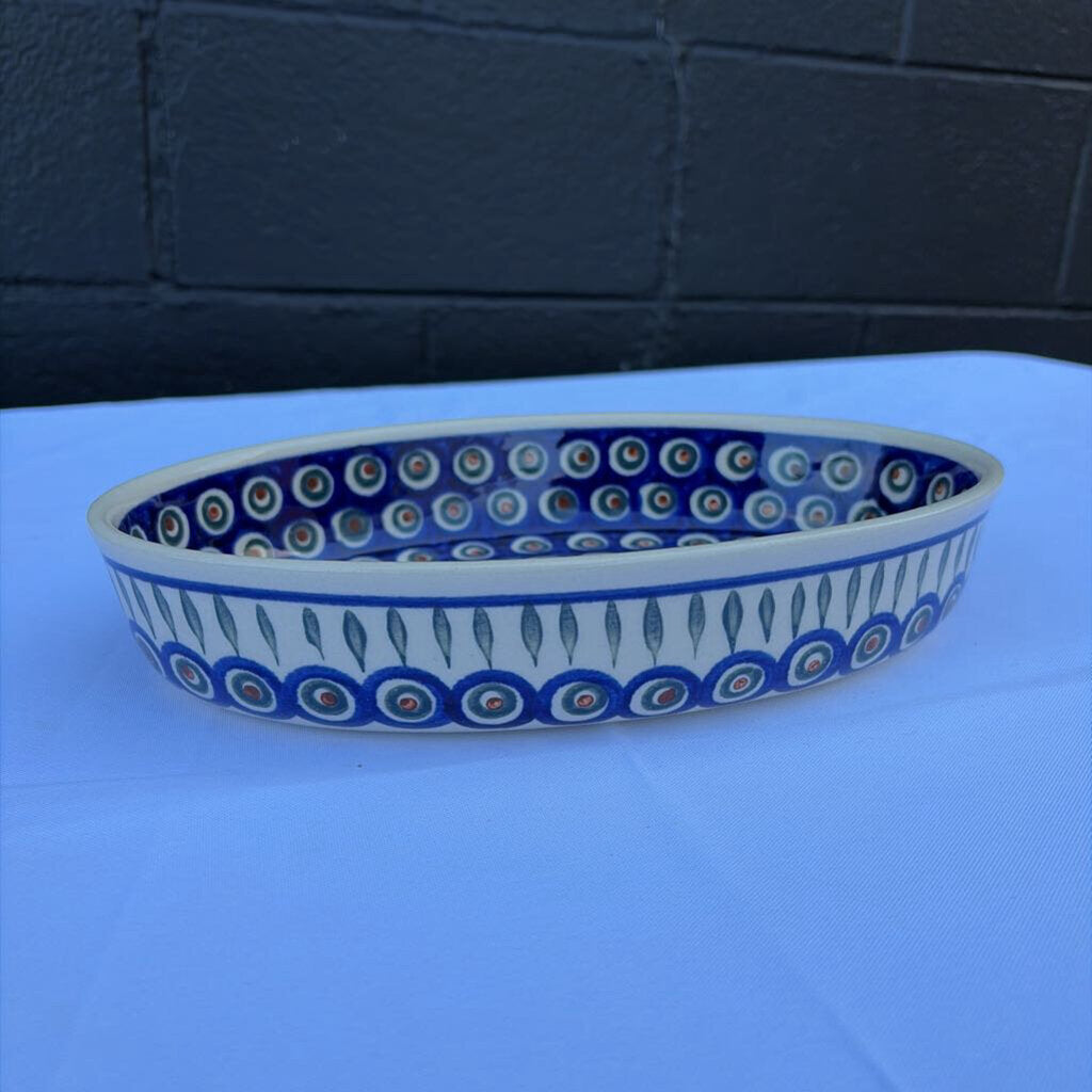 Polish pottery swirl design dish