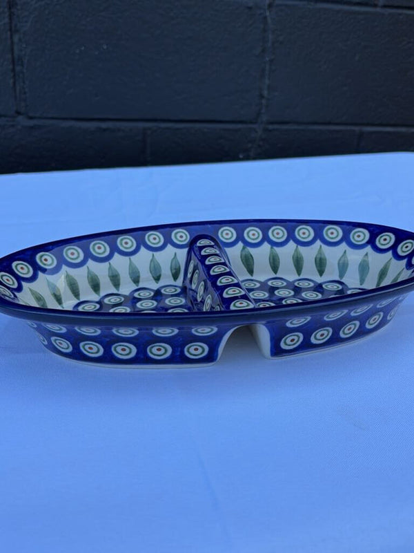 divided Polish pottery dish