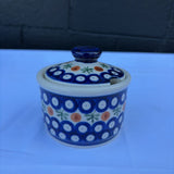 Polish pottery sprig pattern sugar dish