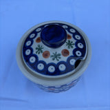 Polish pottery sprig pattern sugar dish