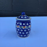 Polish pottery tiny canister in a sprig pattern