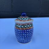 Polish pottery tiny canister in a circle pattern
