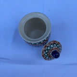 Polish pottery tiny canister in a circle pattern