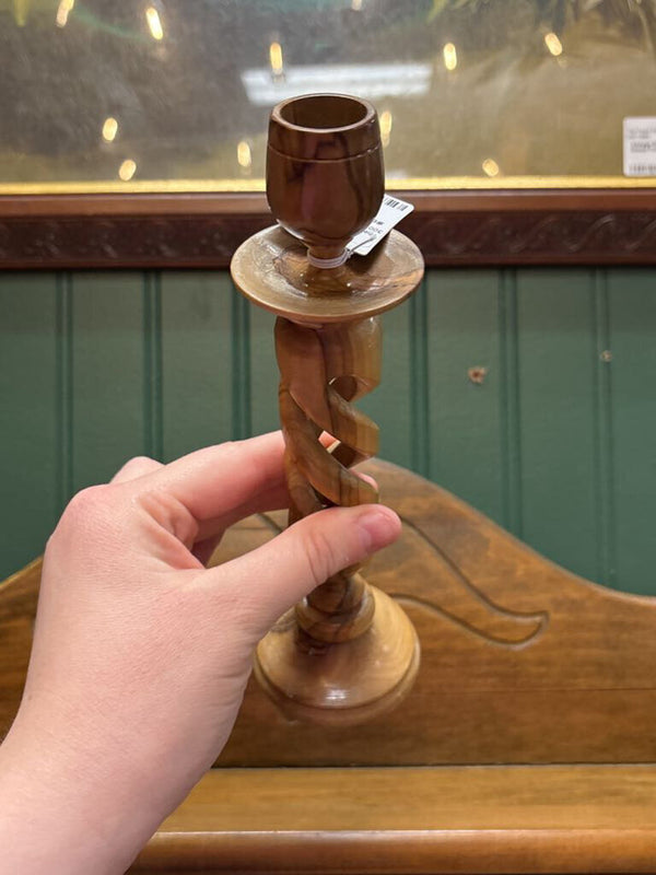 #678 Twisted Wood Candleholder