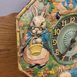 antique wooden carved rabbit clock