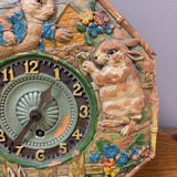 antique wooden carved rabbit clock