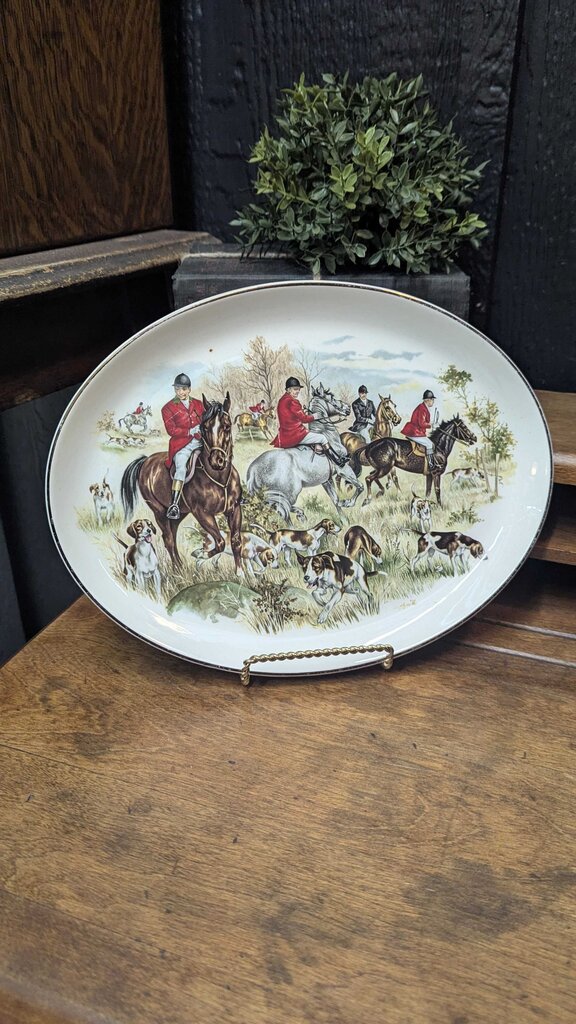 Vintage Hazel-Atlas "Riding to Hounds" platter