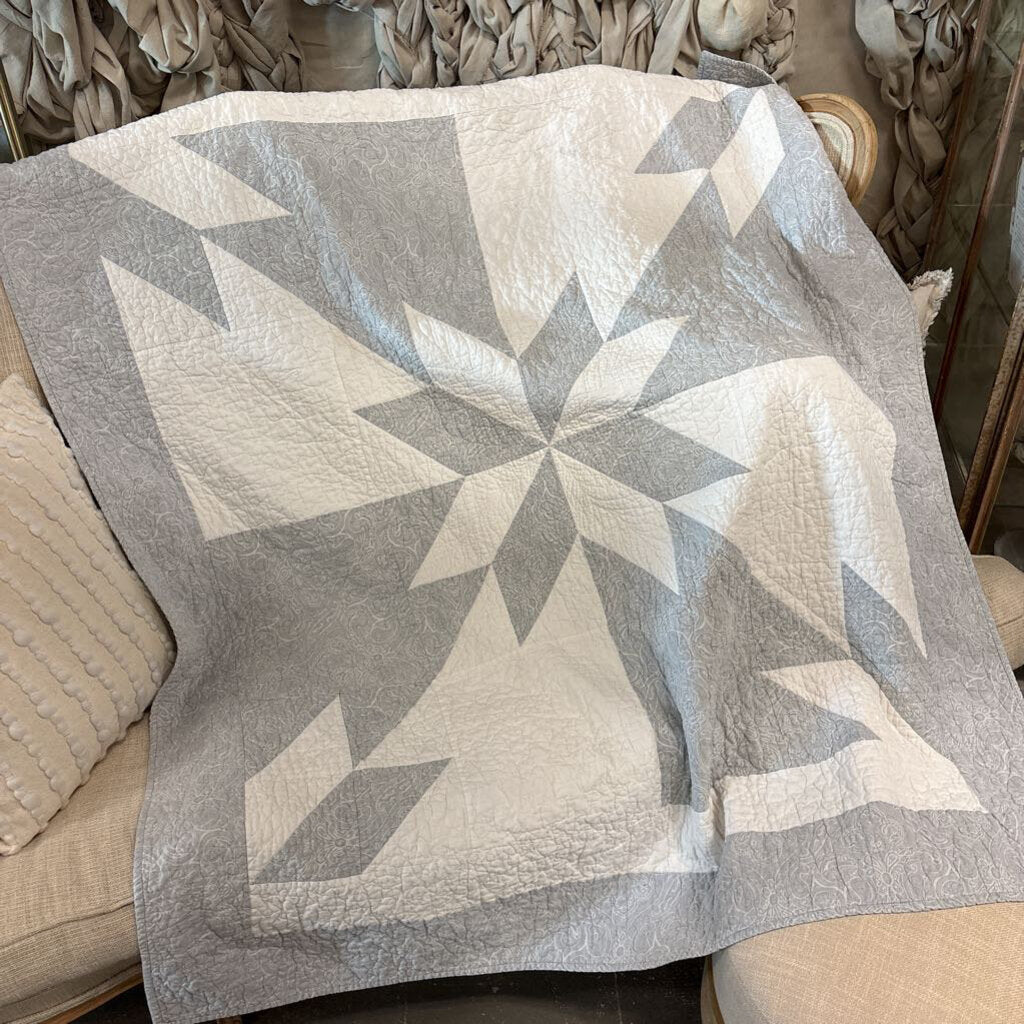 Gray and White Vintage Quilt