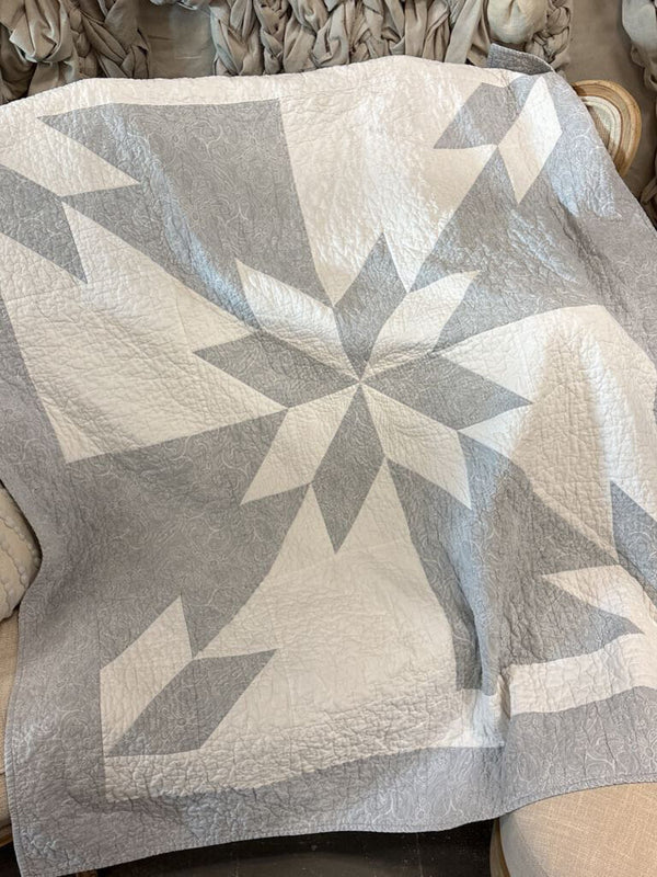 Gray and White Vintage Quilt