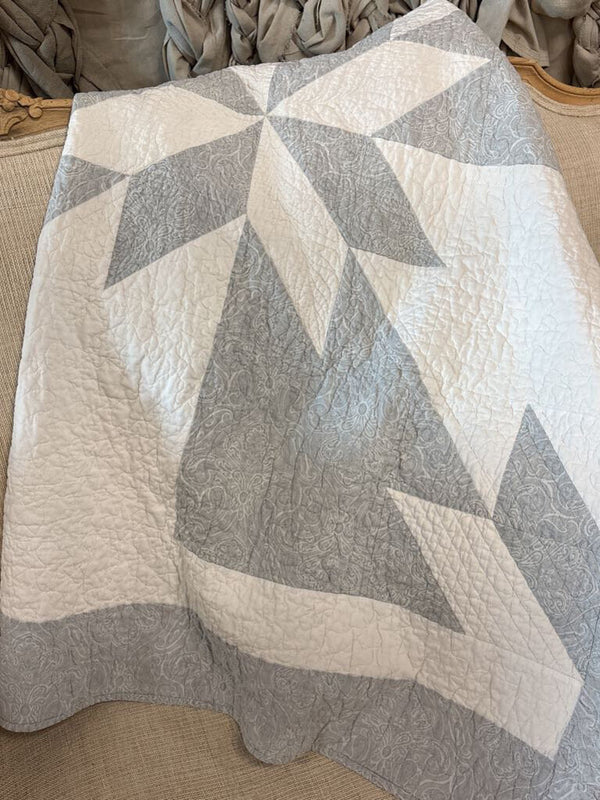 Gray and White Vintage Quilt