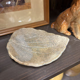 #722 Handmade Pottery Leaf Dish - Gray Glaze
