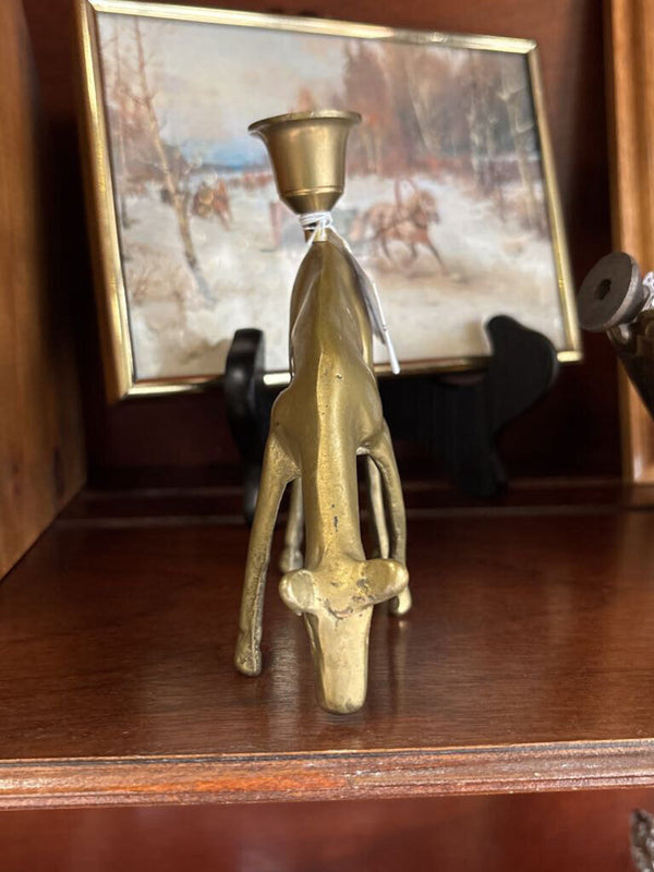#742 Brass Grazing Deer Candleholder