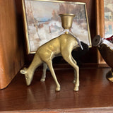 #742 Brass Grazing Deer Candleholder