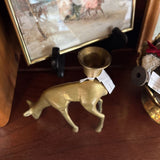 #742 Brass Grazing Deer Candleholder