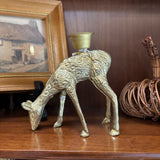 #752 Brass Etched Standing Deer Candleholder
