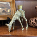 #752 Brass Etched Standing Deer Candleholder