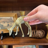 #752 Brass Etched Standing Deer Candleholder
