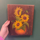 #765 Wooden Painted Sunflower Art