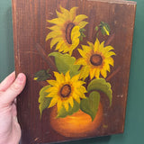 #765 Wooden Painted Sunflower Art